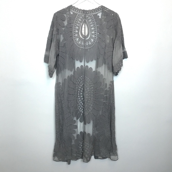 NWT Rebellion Lacy Crochet Kimono Slate Size S - Picture 4 of 8